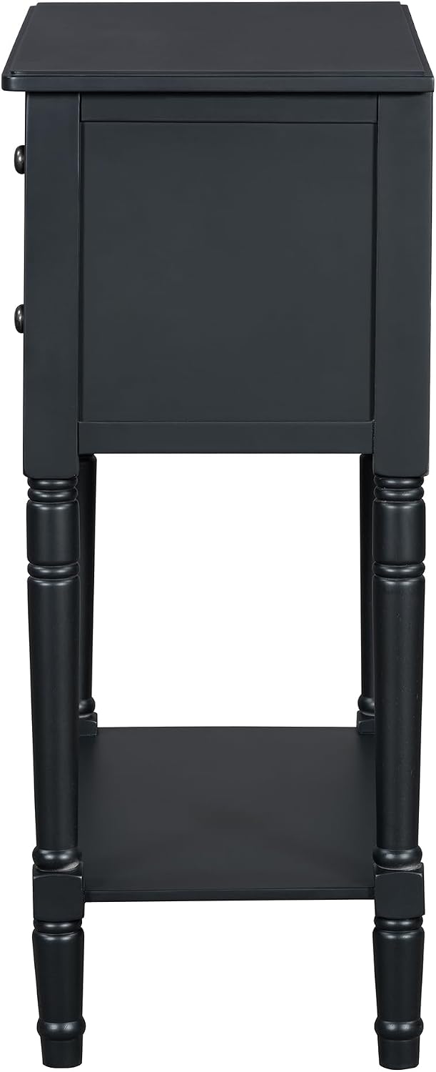 Knocbel Slim Antique Entry Console Table with 3 Drawers & Bottom Open Shelf, Solid Wood Narrow Sofa Couch Table for Entryway Hallway Living Room 23.7' W x 13' D x 31.4' H Black