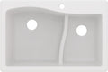 KRAUS Quarza 33-inch Drop-In/Undermount 60/40 Double Bowl Granite Kitchen Sink in White, KGD-442WHITE