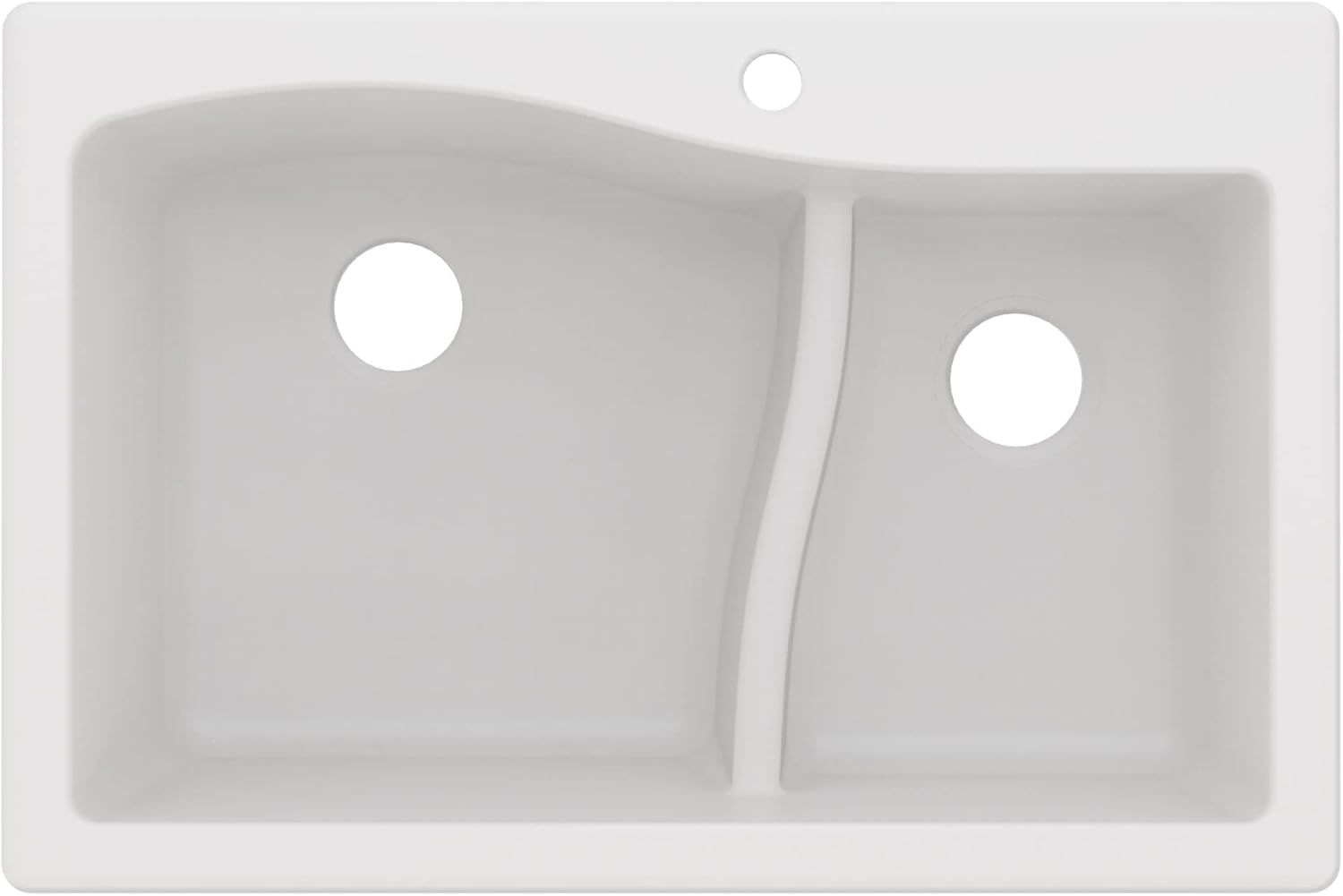 KRAUS Quarza 33-inch Drop-In/Undermount 60/40 Double Bowl Granite Kitchen Sink in White, KGD-442WHITE