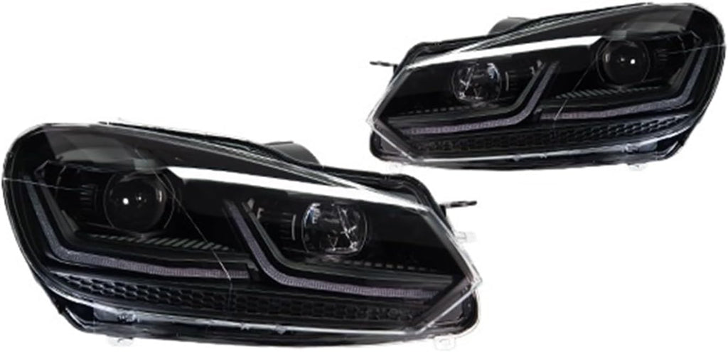 Car Lights Compatible With Golf 6 2009-2012 R20 Golf6 MK6 LED Auto Headlights Assembly Upgrade 7.5 Design LHD RHD Version Tools Accessories(Black One Set,For Right Hand Drive)