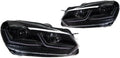 Car Lights Compatible With Golf 6 2009-2012 R20 Golf6 MK6 LED Auto Headlights Assembly Upgrade 7.5 Design LHD RHD Version Tools Accessories(Black One Set,For Right Hand Drive)