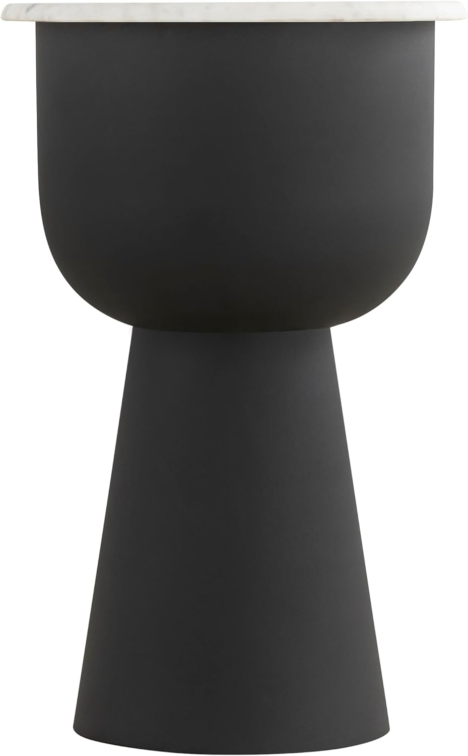 NILA Black Side Table with White Marble Top – 14' Round End Table – Modern Accent Table for Living Room, Bedroom, Bedside Storage – Elegant Small Space Furniture