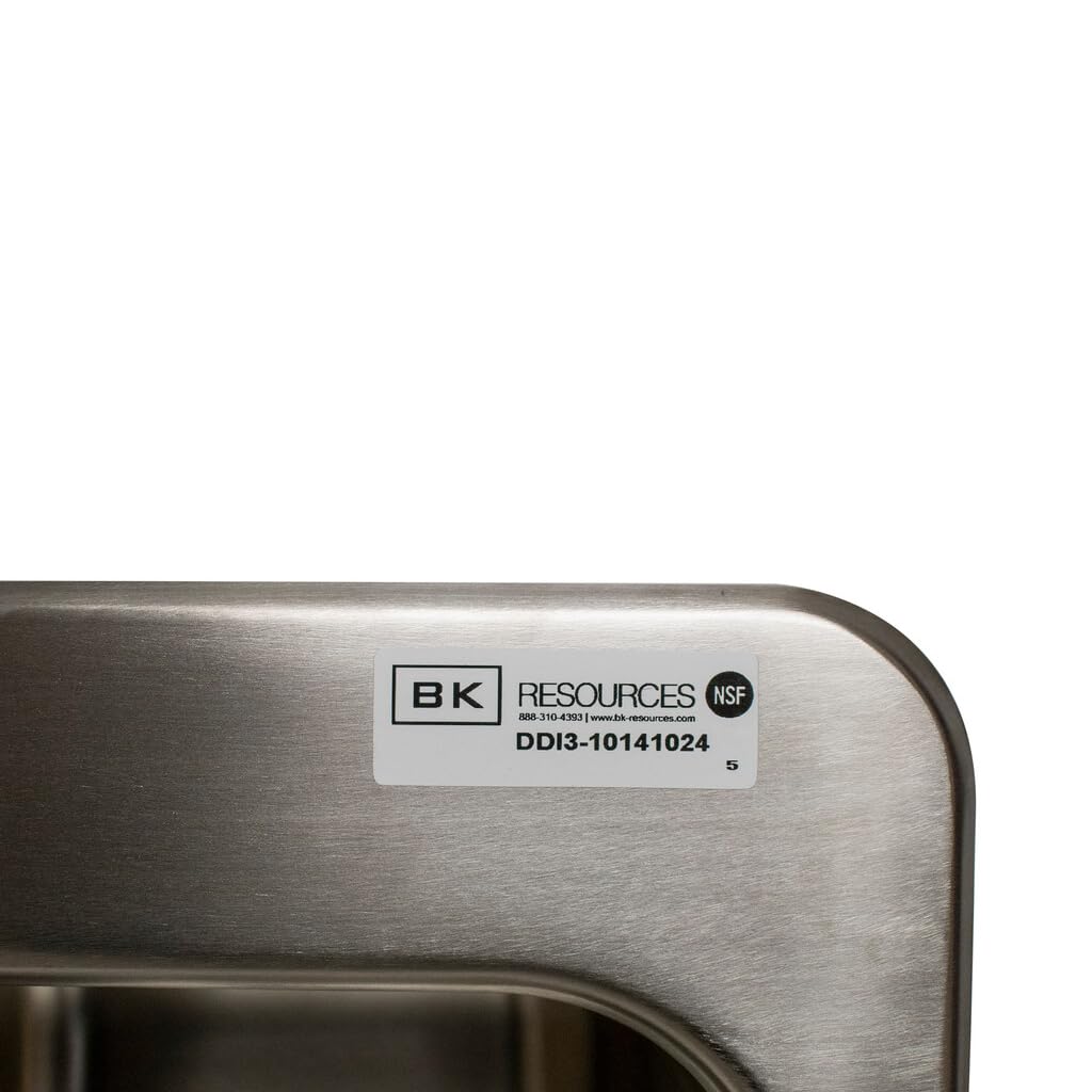 BK Resources NSF Commercial 3 Compartment Drop in Sink Faucet, 10'x14'x10' Bowl Size, 18 Gauge T-304 Stainless Steel, Top Mount, 8' Gooseneck Faucet, Seamless Deep Drawn Construction
