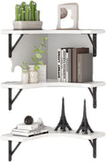 Floating Corner Shelf Wall Mounted Wood Bookshelf for Bedroom Living Room Office Bathroom White Wood 1 Tier Shelf Space Saving Storage Solution