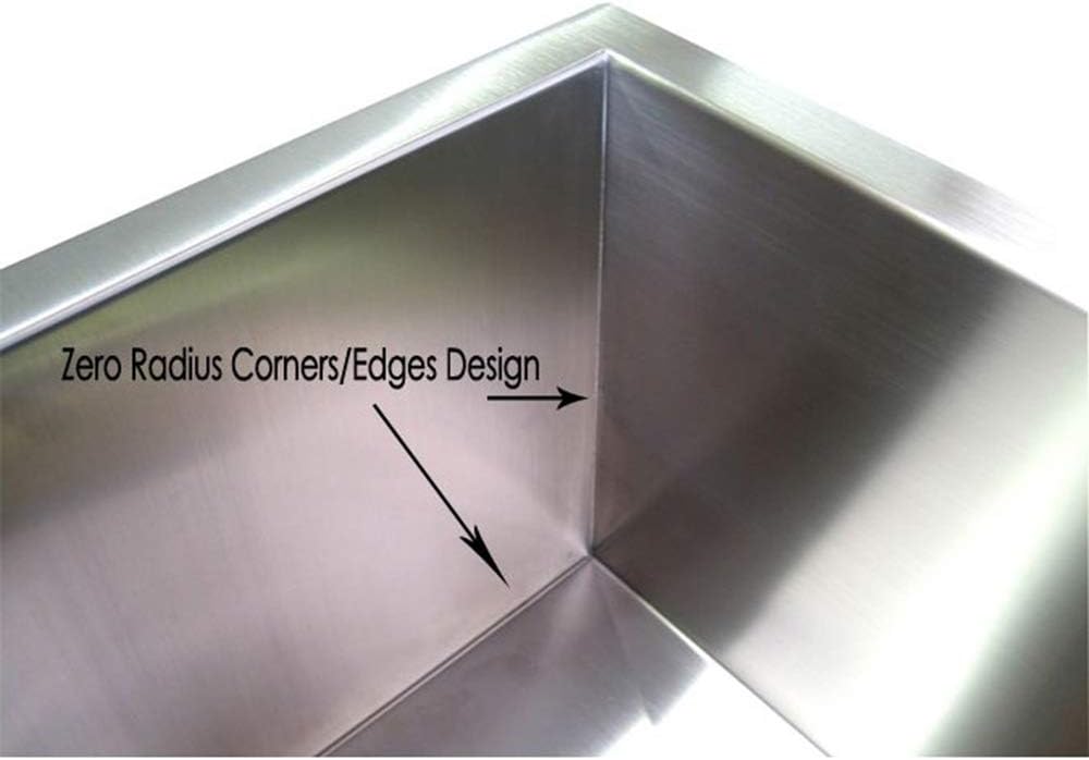 Contemporary Durable Zero Radius 16 Gauge Stainless Steel Single Bowl Apron Front Farmhouse Kitchen Sink with Lift-out Basket Strainer (36 Inch Curve Front)