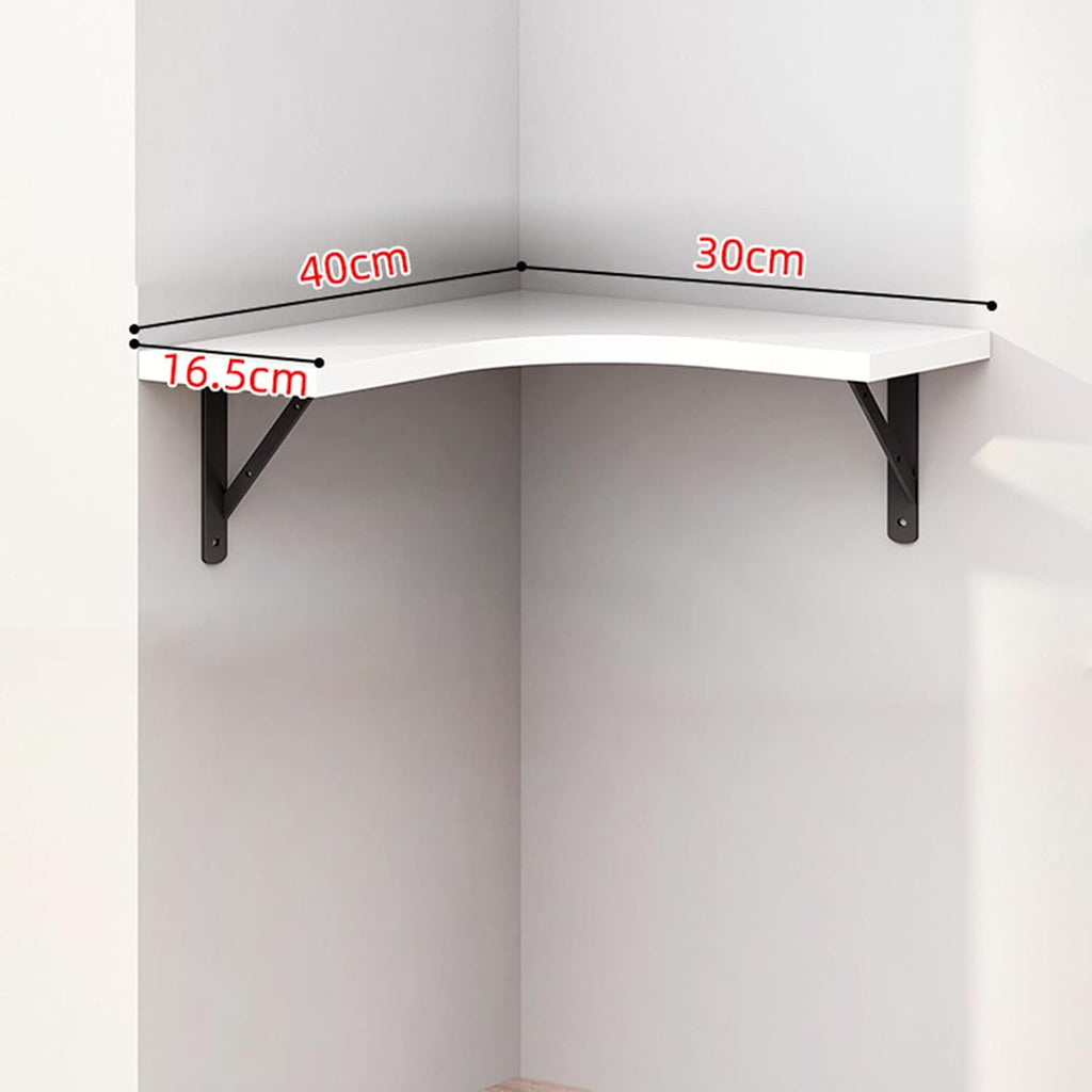 Floating Corner Shelf Wall Mounted Wood Bookshelf for Bedroom Living Room Office Bathroom White Wood 1 Tier Shelf Space Saving Storage Solution