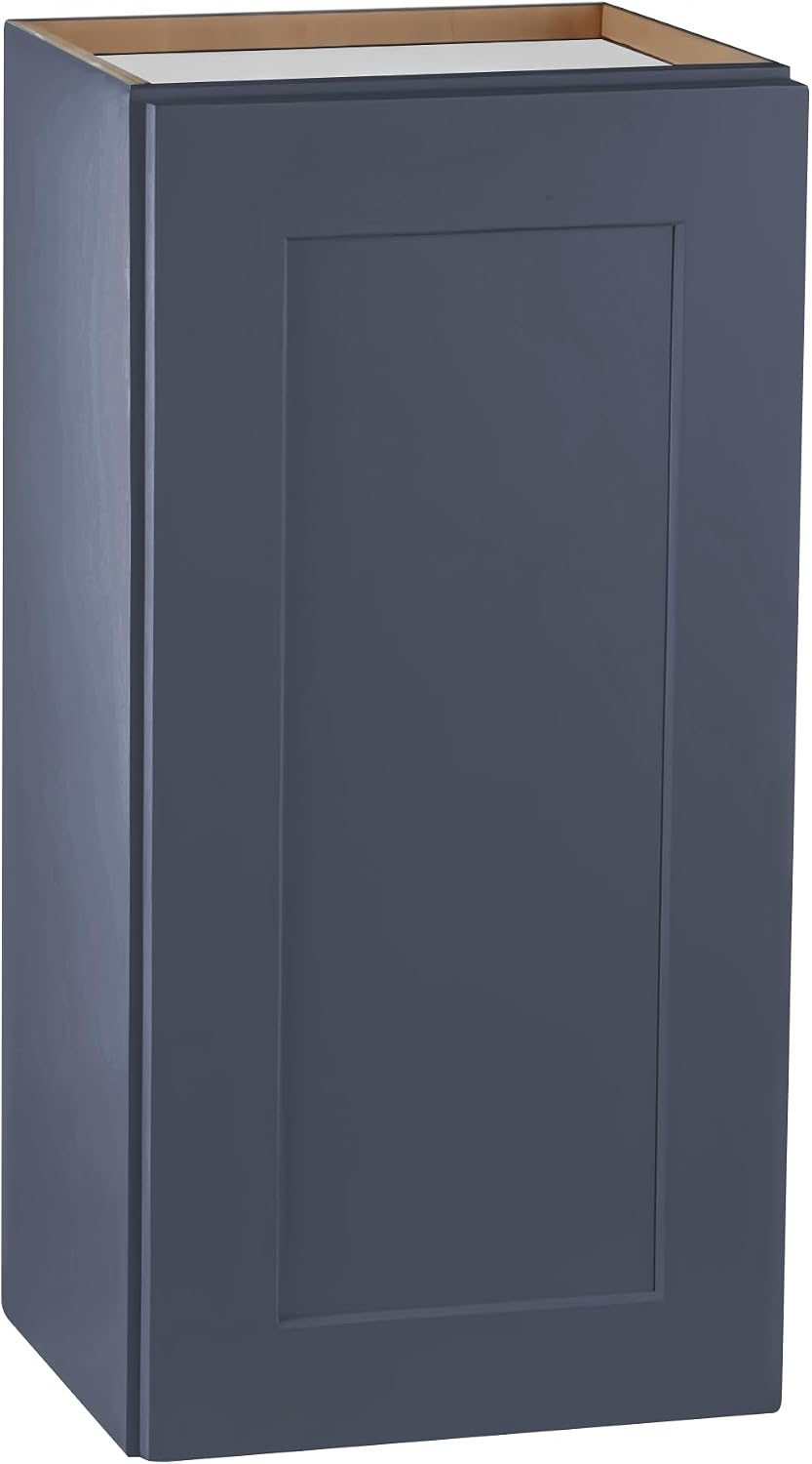 Small Bathroom Cabinets, Solid Wood Over the Toilet Storage Cabinet, Wall Mounted Organizers with Single Shaker Door & Shelves, Easy Assembly for Kitchen, Laundry Room, Corner(12'W×12'D×30'H) - Blue