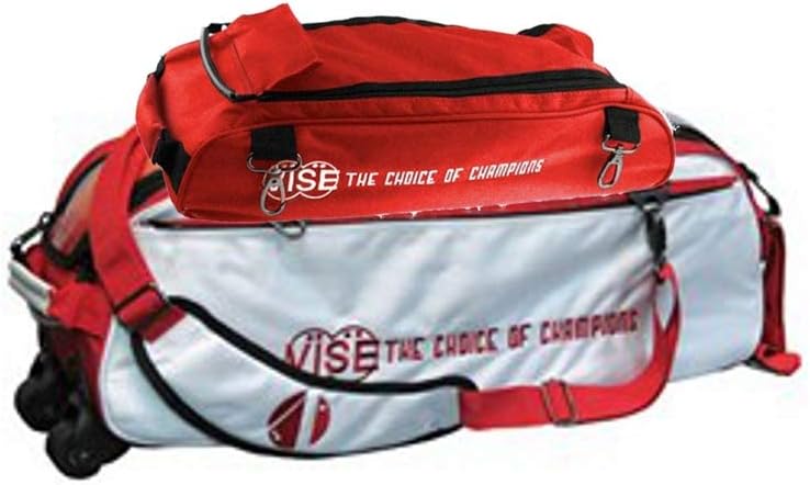 Vise Clear Top 3 Ball Tote Roller Bowling Bag with Shoe Bag- Red/Silver