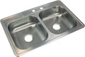 Transolid STDE33226-MR2 Select Stainless Steel Equal Double Bowl Kitchen Sink, 22 1/64' L x 33' W x 6' H, Brushed Stainless Steel