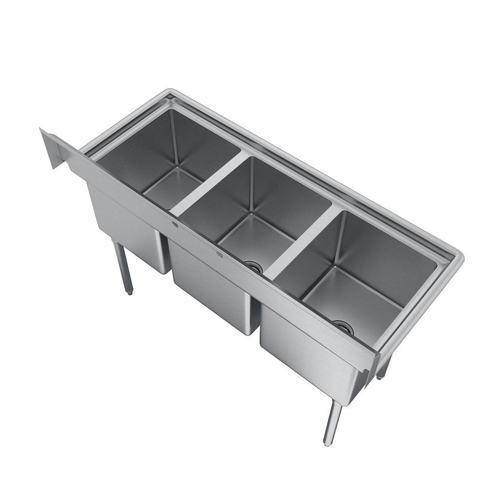 Elkay Foodservice E-Series 3-Compartment Sink, #4 Finish, 16'l x 20'w x 12'd (E3C16X20-0X)