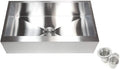 Contemporary Durable Zero Radius 16 Gauge Stainless Steel Single Bowl Apron Front Farmhouse Kitchen Sink with Lift-out Basket Strainer (36 Inch Flat Front)