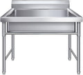 Free Standing Stainless-SteeSingle Bowl,Utility Sink Single Bowl Stainless Steel Commercial Kitchen Sink with,for Laundry Backyard Garage Camping Portable (Size : 60cm/23.6in) (50cm/19.6in)