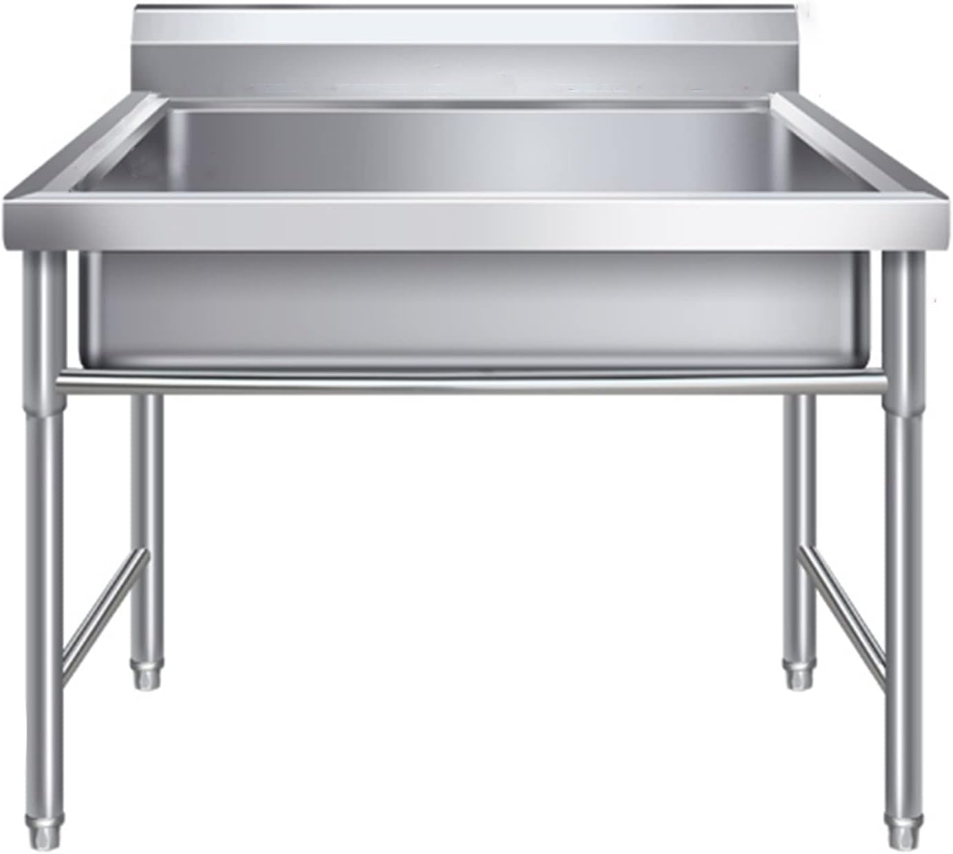 Free Standing Stainless-SteeSingle Bowl,Utility Sink Single Bowl Stainless Steel Commercial Kitchen Sink with,for Laundry Backyard Garage Camping Portable (Size : 60cm/23.6in) (50cm/19.6in)