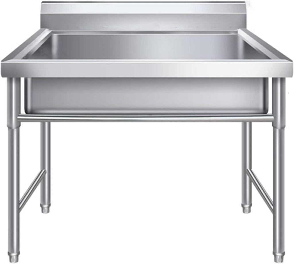 Free Standing Stainless-SteeSingle Bowl,Utility Sink Single Bowl Stainless Steel Commercial Kitchen Sink with,for Laundry Backyard Garage Camping Portable (Size : 60cm/23.6in) (60cm/23.6in)
