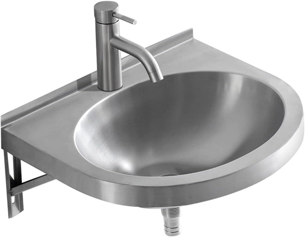 Single Bowl Stainless Steel, Kitchen Sink, Wall-Mounted Wash Basin Kitchen Sink, Easy to Install(with Faucet and Inlet Pipe) (Color : Silver, Size : B) (Silver A)