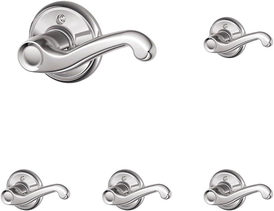 SCHLAGE Right Handed Lever Non-Turning Lock, Bright Chrome (F170 FLA 625 RH) (Pack of 5)