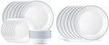 Corelle 18-Piece Dinnerware Set, Service for 6, Lightweight Round Plates and Bowls Set, Caspian & 6-Piece 10.25' Dinner Round Plates, Vitrelle Triple Layer Glass, Caspian