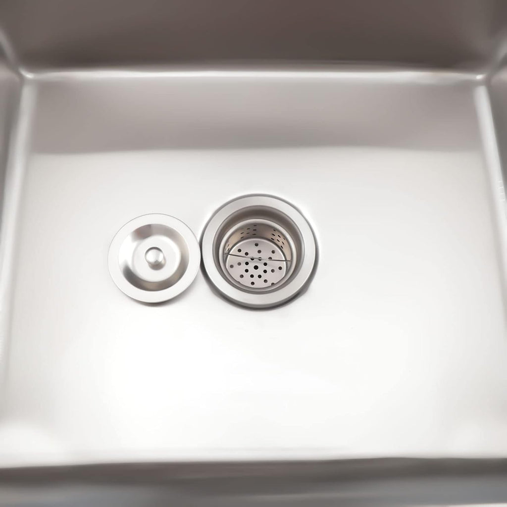 1 Compartment Commercial Sink, Stainless Steel Sink With Faucet&Drain Strainer Indoor Free Standing Sink for Kitchen, Garage, and Restaurant Washing Hand Table