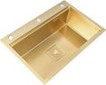 Kitchen Sink Gold Single Bowl Bar Sinks Stainless Steel Metal Dishwashing Pool Drop-in Or Undermount with Drain Kit and Movable Basin (Color : Gold, Size : 60x46x22cm) (Gold 60x46x22cm)