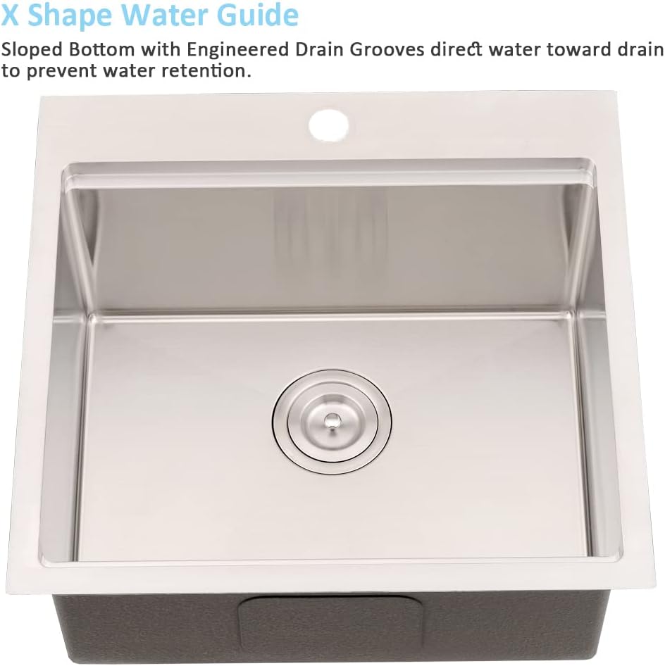 21 Inch Drop In Bar Sink Workstation-Bokaiya 21x20 Small Stainless Steel Drop In Outdoor Rv Sink Wet Bar 16 Gauge Top Mount Single Bowl Kitchen Sink with Cutting Board