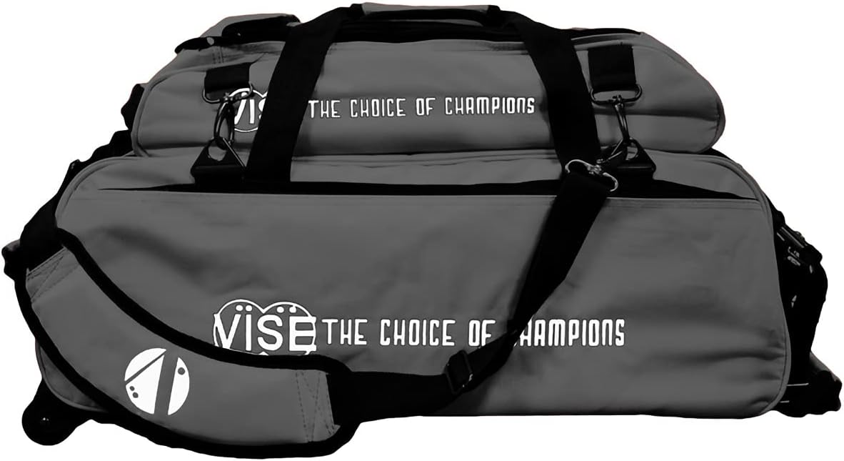 Vise Three Ball Tote Roller Bowling Bag with Shoe Pouch Grey