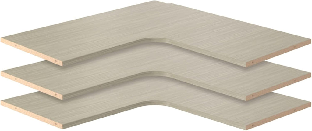 Easy Track Corner Shelves Closet Storage, 30'x30'-3 Pack, Weathered Grey