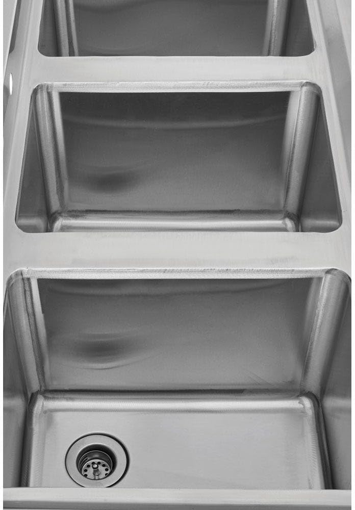 Kratos 29N-033 Underbar Compartment Sink, 3 Bowls, 38.5'Wx18.75'Dx33'H, No Drainboard (Faucet Sold Separately)