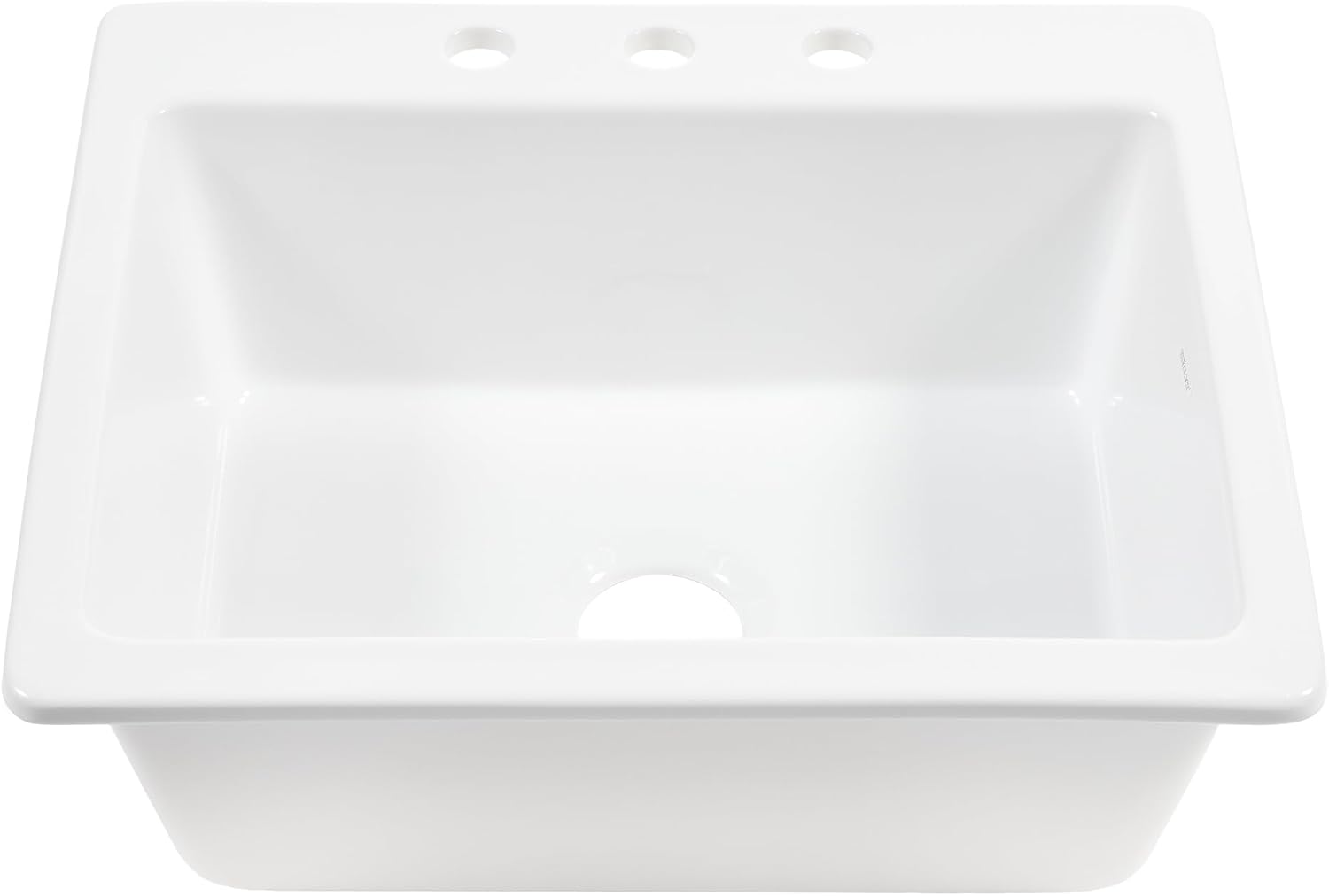 Sinkology Jackson 25 Inch White Fireclay Drop-In Kitchen Sink, Single Bowl, 3 Faucet Holes, Fits 28 Inch Cabinet, Surefire Finish