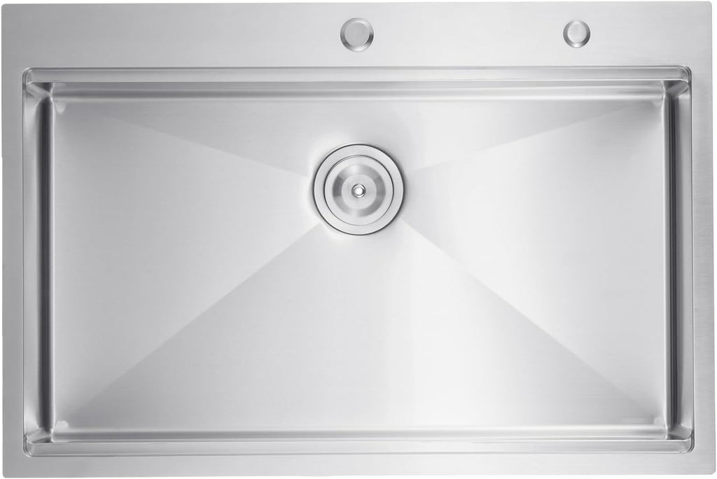 VEVOR Drop In Kitchen Sink 33 Inch Kitchen Sink Workstation, 304 Stainless Steel Top Mount Sinks, Drop-In Single Bowl with Ledge & Multiple Accessories Sink for RV, Prep Kitchen, Bar 33 x 22 x 9inch