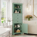 Bellemave Tall Bathroom Cabinet with 3 Drawers and Adjustable Shelves, Freestanding Floor Triangle Corner Cabinet for Bathroom, Living Room (Green)