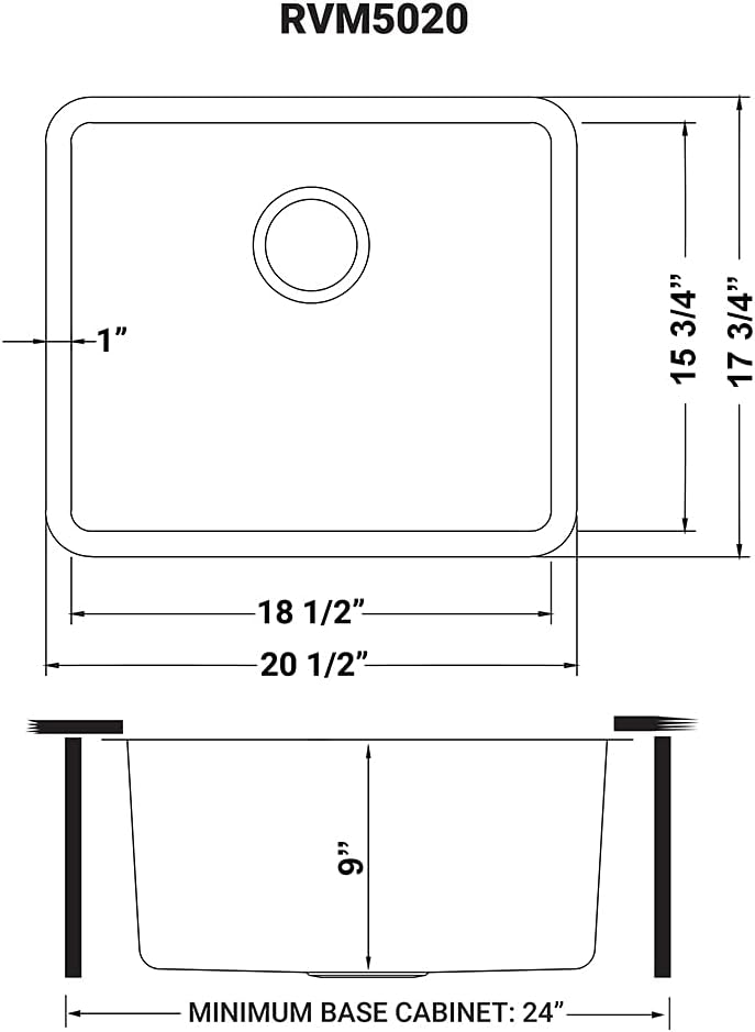 Ruvati 20-inch Undermount Bar Prep Kitchen Sink - 16 Gauge Stainless Steel Kitchen Sink Single Bowl with Brushed Finish hides scratches, Easy-to-Clean Undermount Sinks - RVM5020