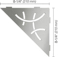 Schluter Triangular Corner Shelf for Tiled Walls - Curve Design, Stainless Steel Material, Brushed Stainless Steel Finish, 3/32' Thick Anchoring Tabs - SES1D6EB