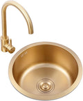304 Stainless Steel Bar Sink Gold Single Bowl Kitchen Sink Home Small Mini Balcony Sink Drop-in Or Undermount Kitchen Decoration (Color : Gold-2, Size : 32x32cm) (Gold2 40x40cm)