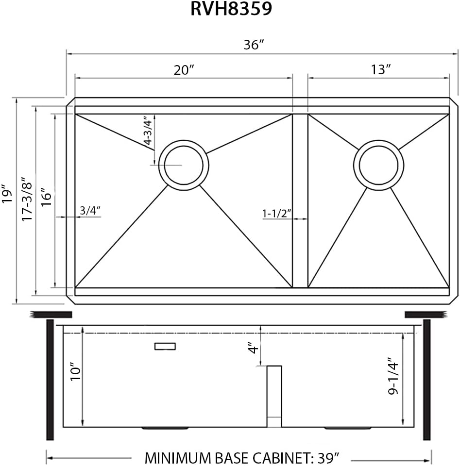 Ruvati 36-inch Workstation Kitchen Sink - 60/40 Double Bowl Undermount 16 Gauge Stainless Steel Kitchen Sink with Brushed Finish hides scratches, Easy-to-Clean Undermount Sink - RVH8359