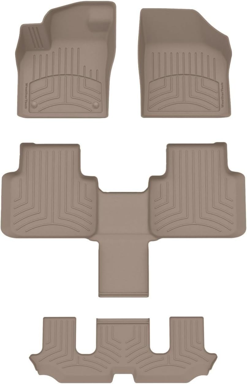 WeatherTech FloorLiner HP Custom Fit Floor Mats for VW Atlas Full Set (4515501-451084-2-5IM), Tan