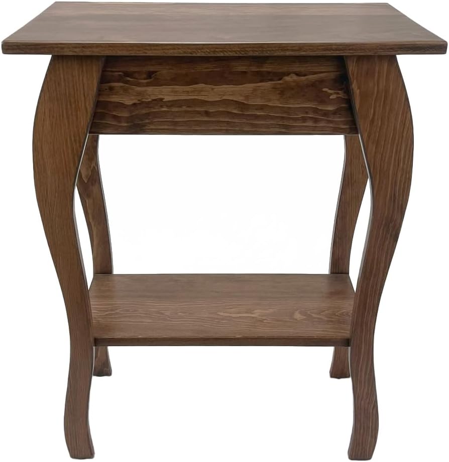 Peaceful Classics Wooden End Table- Amish Handmade Slim Side Table for Living Room, Bedroom, Entry Way, & Hallway, Thin Narrow End Table with 2-Tiered Shelves for Display & Storage (Special Walnut)