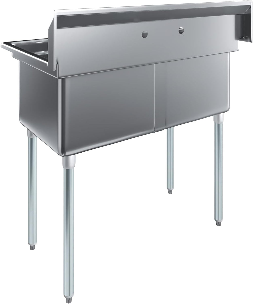 Stainless Steel Prep & Utility Sink | 304 Stainless Steel | Restaurant, Kitchen, Laundry, Garage | NSF (23 in. x 41 in. | Two Bowls)