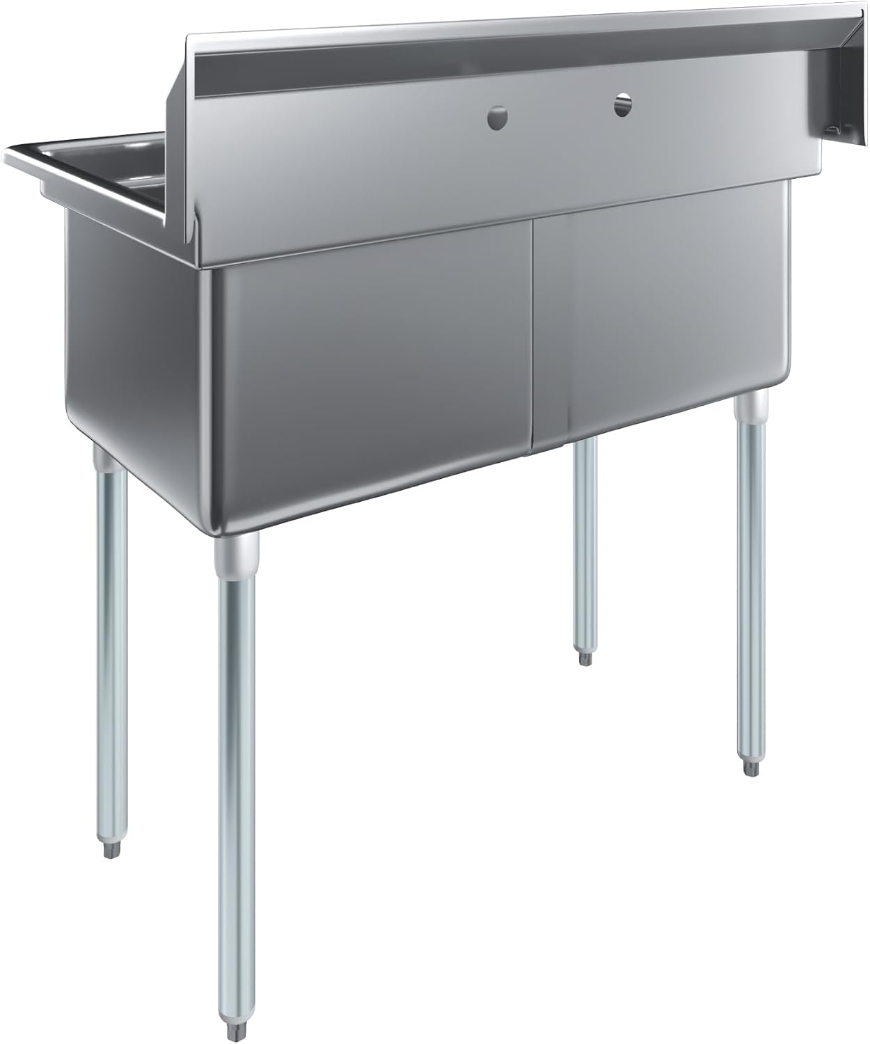 Stainless Steel Prep & Utility Sink | 304 Stainless Steel | Restaurant, Kitchen, Laundry, Garage | NSF (23 in. x 41 in. | Two Bowls)