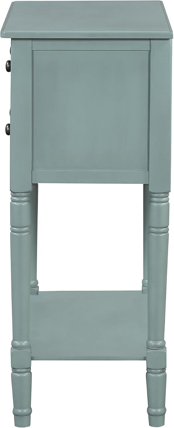 Knocbel Slim Antique Entry Console Table with 3 Drawers & Bottom Open Shelf, Solid Wood Narrow Sofa Couch Table for Entryway Hallway Living Room 23.7' W x 13' D x 31.4' H Light Blue