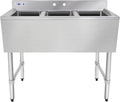 Profeeshaw NSF 3 Compartment Sink Commercial of Stainless Steel with 10'' x 14'' x 10'' Bowl Bar Utility Basin for Restaurant, Bar, Utility Room and Garage