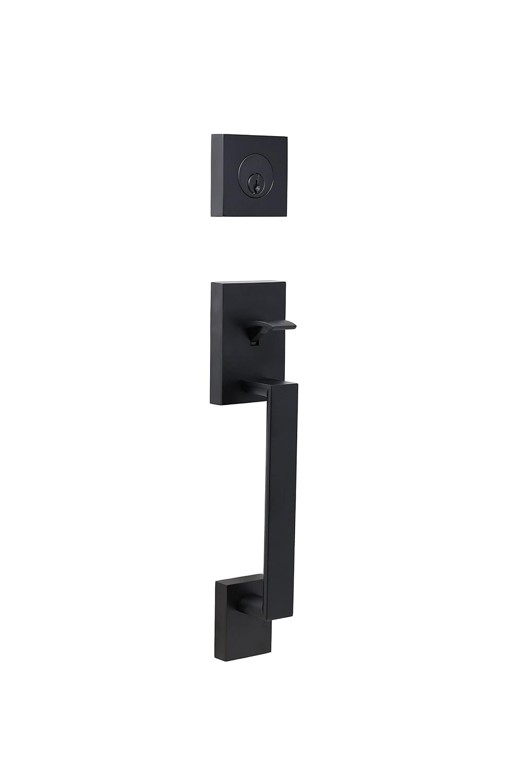 Weslock Brookside Single Cylinder Low Profile Front Lock Handleset with Door Handle Mesa Knob Matte Black