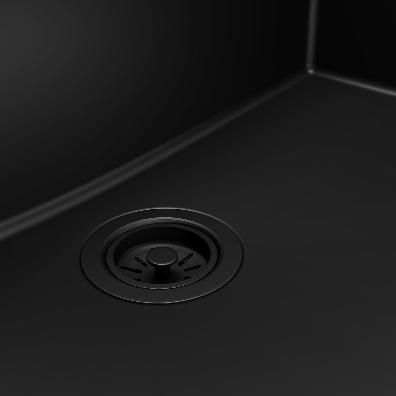 Karran 33' Drop-In Top Mount Quartz Composite Single Bowl Kitchen Sink in Black – Extra Deep 9' Basin, Heat Resistant, Sound Dampening, Easy Clean Surface