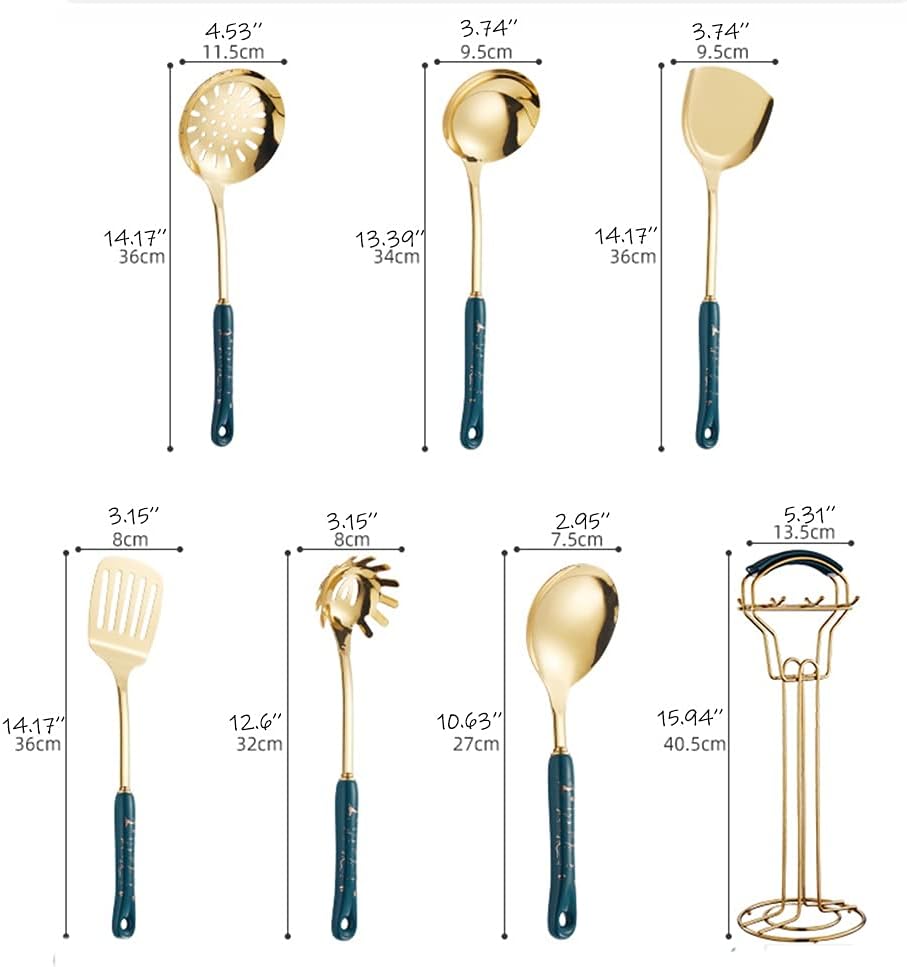 Kitchen Utensils Set with Holder Stainless Steel Cooking Utensil Set Ceramic Handle Farmhouse Style Cooking Tool Kitchen Gadget for Cookware，White