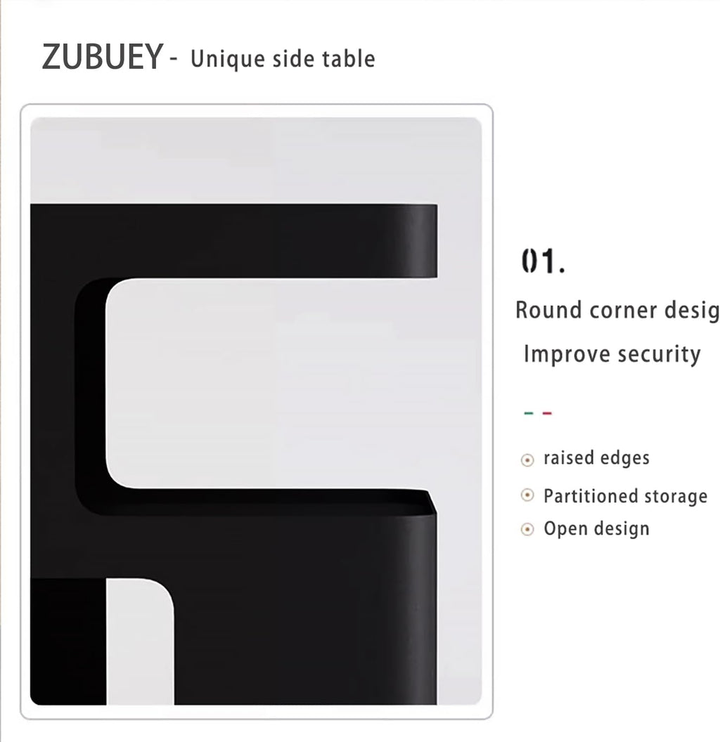 Black Side Table,Modern end Table for Sofa & Couch,3-Tier Metal nightstand,Small Bedside Table with Storage for Bedroom,Living Room,Small Space.No Assembly Required