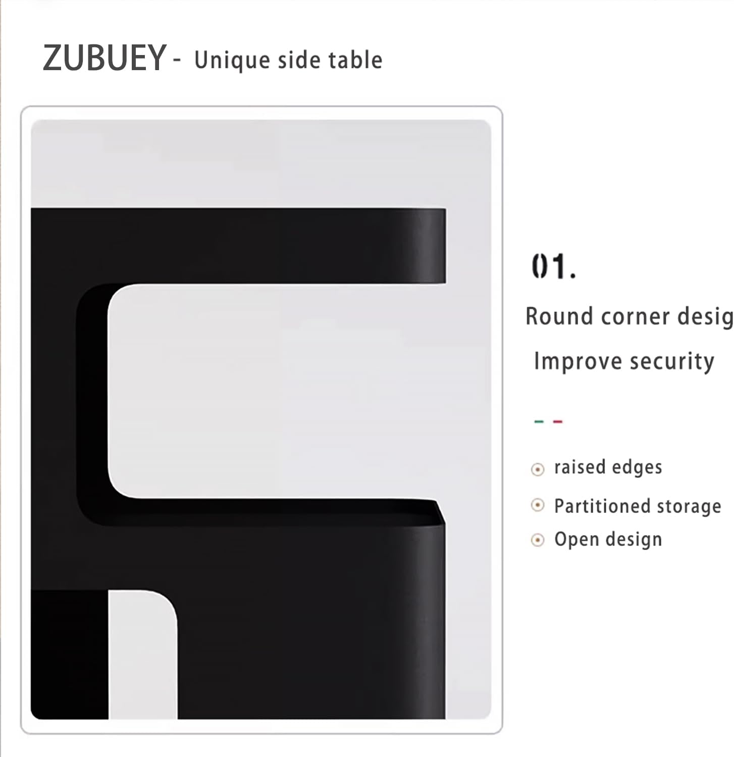 Black Side Table,Modern end Table for Sofa & Couch,3-Tier Metal nightstand,Small Bedside Table with Storage for Bedroom,Living Room,Small Space.No Assembly Required