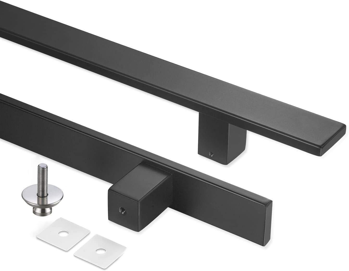 TOGU TG-6018 48 inches Solid Standoffs Heavy-Duty Commercial Grade-304 Stainless Steel Push Pull Door Handle/Barn Door Pull Handle/Glass Pulls, Matte Black Finish