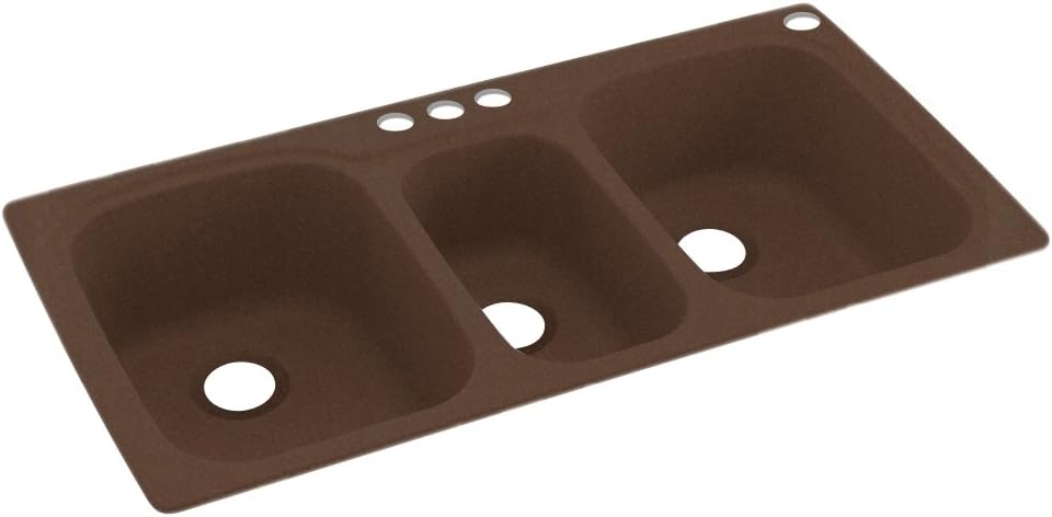 Swanstone KS04422TB.123-4 4-Hole Solid Surface Kitchen Sink, 44' x 22', Acorn