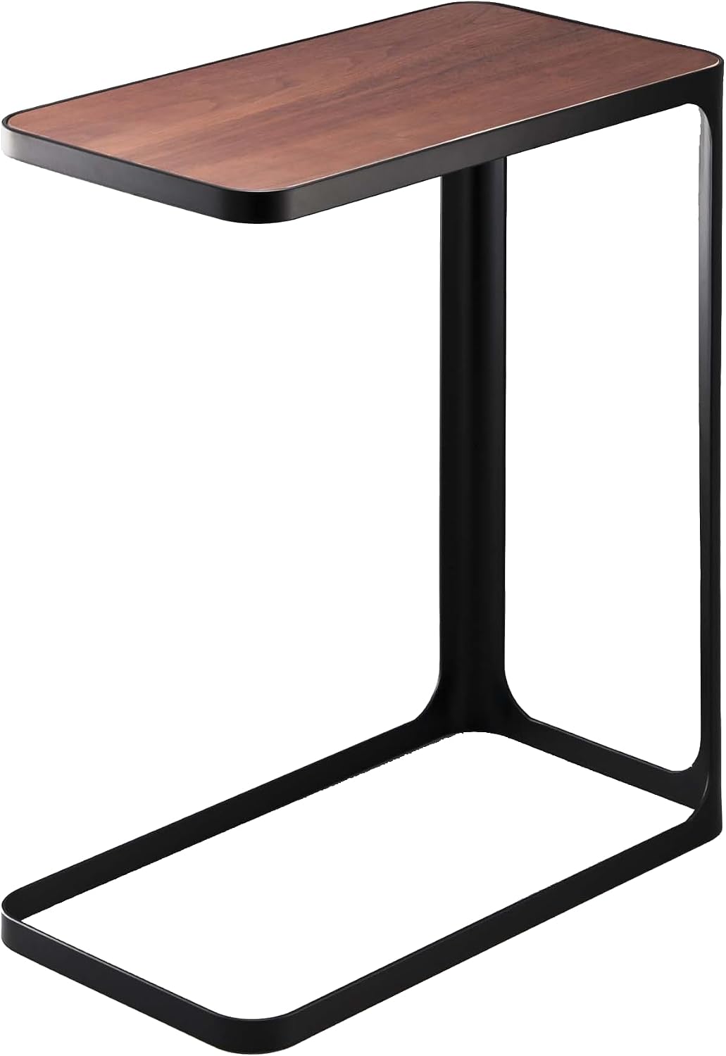 YAMAZAKI Home Small Metal and Wood Bedside Compact Side Table for Modern Living Room - Narrow C Shaped Slim End Table Steel One Size Black