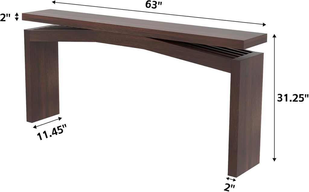 Epecoya Modern Dark Brown Console Table for Living Room, Vintage Wooden Entry Way Tables 63', Behind Couch Table Skinny for Entrance, Hallway, Home, Apartment, Dark Brown