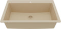 Karran 33' Drop-In Top Mount Quartz Composite Single Bowl Kitchen Sink in Bisque – Extra Deep 9' Basin, Heat Resistant, Sound Dampening, Easy Clean Surface